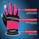 Safety Work Gloves with Anti-Slip Silicone Dotted Palms - PinkFit Collection