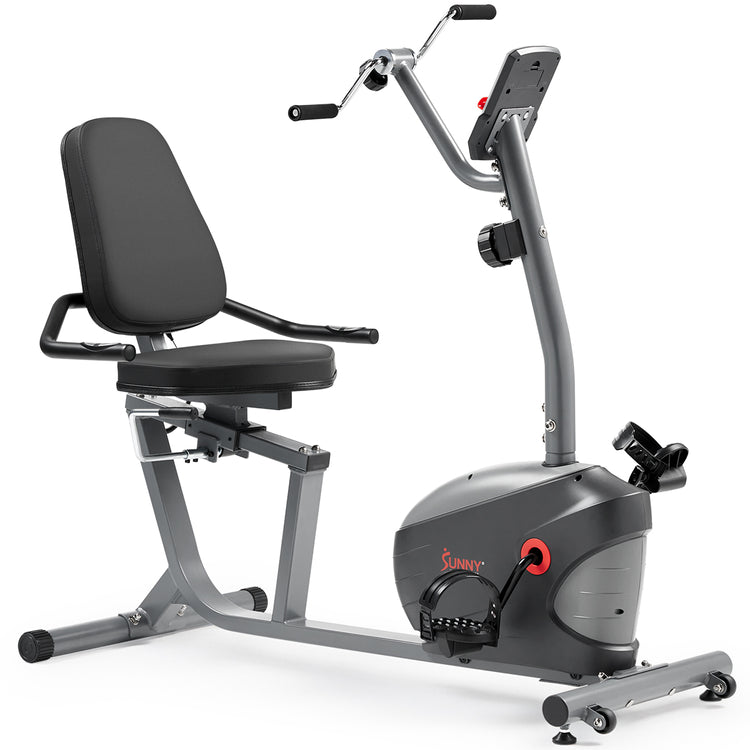 Bicicleta reclinada magnética inteligente Sunny Health &amp; Fitness con pedal de mano - SF-RB423034