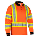 Hi-Vis X-Back Reflective Two-Tone Safety Long Sleeve Polo Shirt