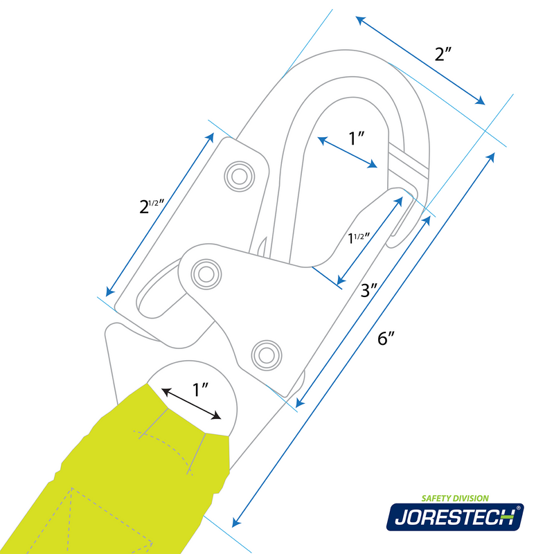 Single Leg Internal Shock-Absorbing Lanyard with Snap Hooks