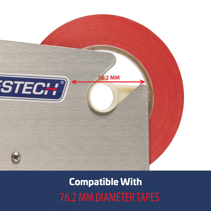 Stainless Steel Manual Bag Taper with 10 Orange Self-Adhesive 3/8” Tape Rolls