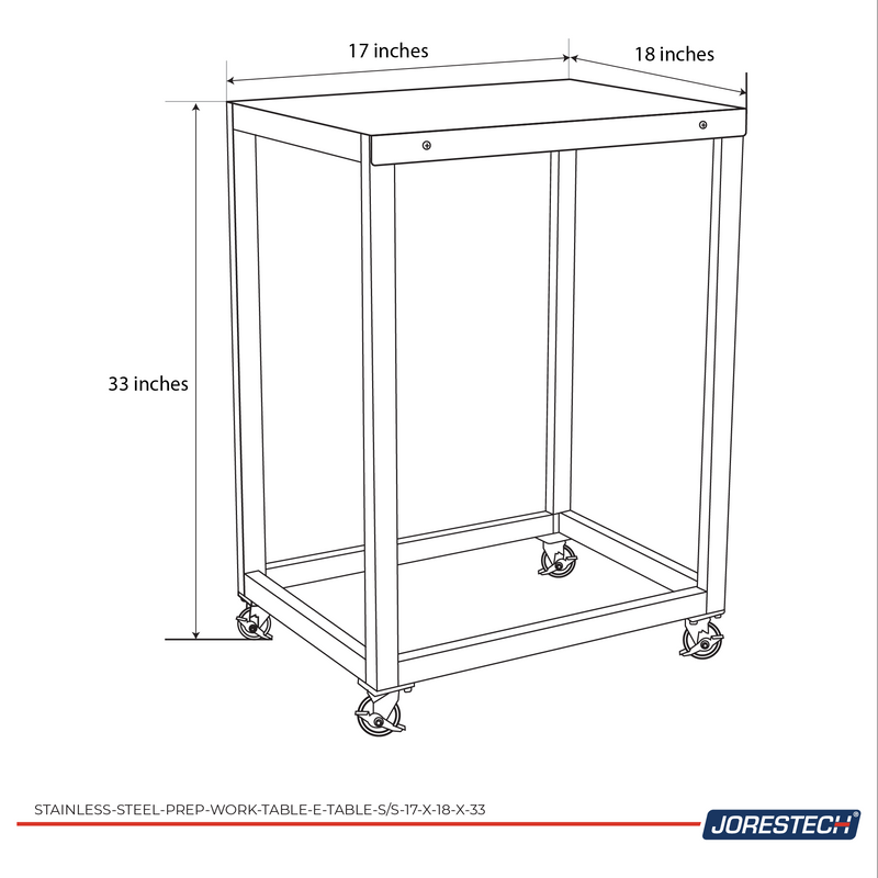 Stainless Steel Prep Work Table - 17 ¾ x 17 ¾ x 33