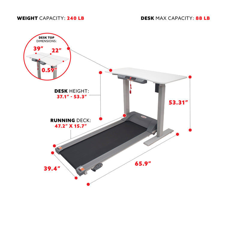 Cinta de correr Sunny Health &amp; Fitness con escritorio automático desmontable - SF-TD7884