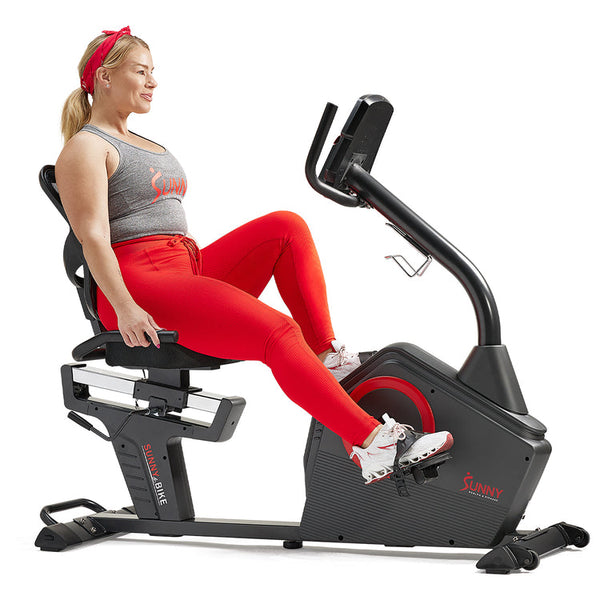 Bicicleta reclinada inteligente con resistencia magnética de primera calidad Sunny Health &amp; Fitness SF-RB4850SMART