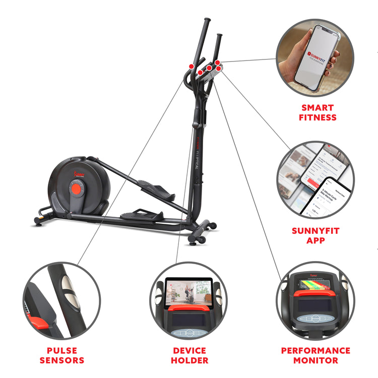 Máquina elíptica avanzada Power Stride de Sunny Health &amp; Fitness - SF-E321006