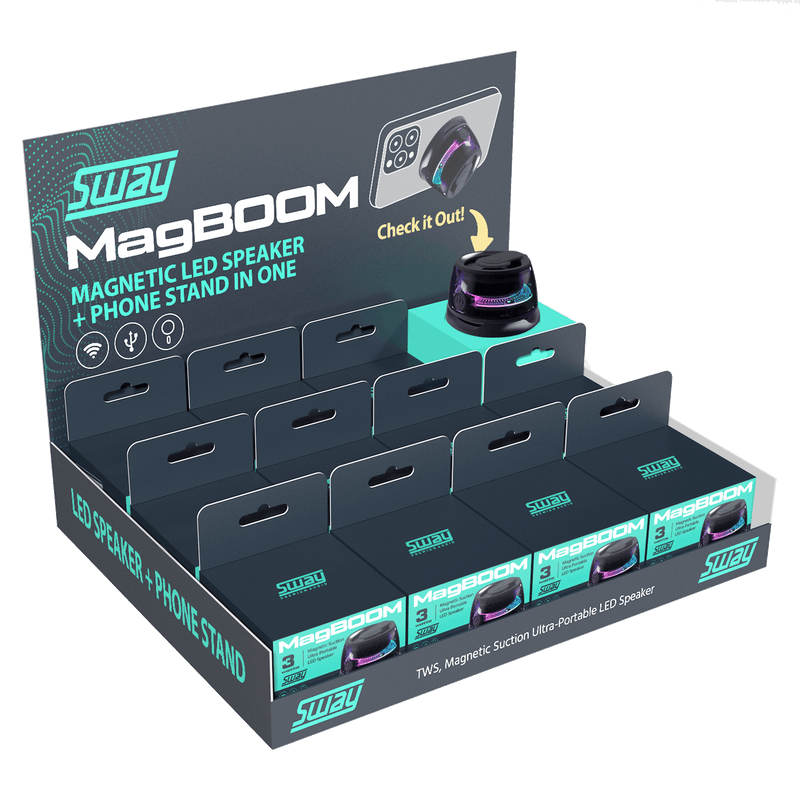 Sway Magboom Led Magnetic Bluetooth Speaker (12 Pack) Black