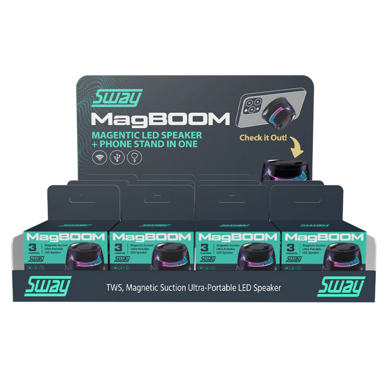 Sway Magboom Led Magnetic Bluetooth Speaker (12 Pack) Black