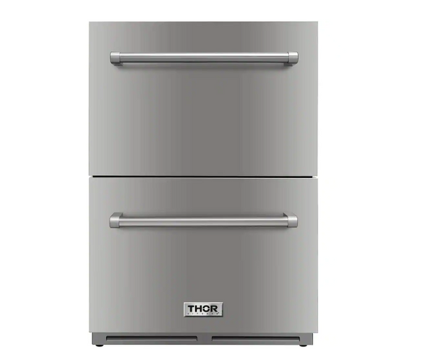 Thor Kitchen 24 in. 5.4 cu. ft. Built-in Indoor/Outdoor Undercounter Double Drawer Refrigerator in Stainless Steel