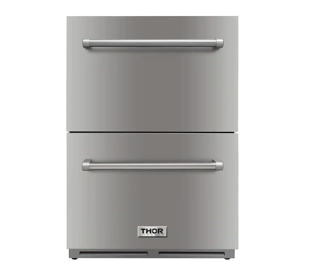 Thor Kitchen 24 in. 5.4 cu. ft. Built-in Indoor/Outdoor Undercounter Double Drawer Refrigerator in Stainless Steel