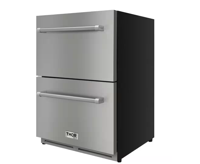 Thor Kitchen 24 in. 5.4 cu. ft. Built-in Indoor/Outdoor Undercounter Double Drawer Refrigerator in Stainless Steel