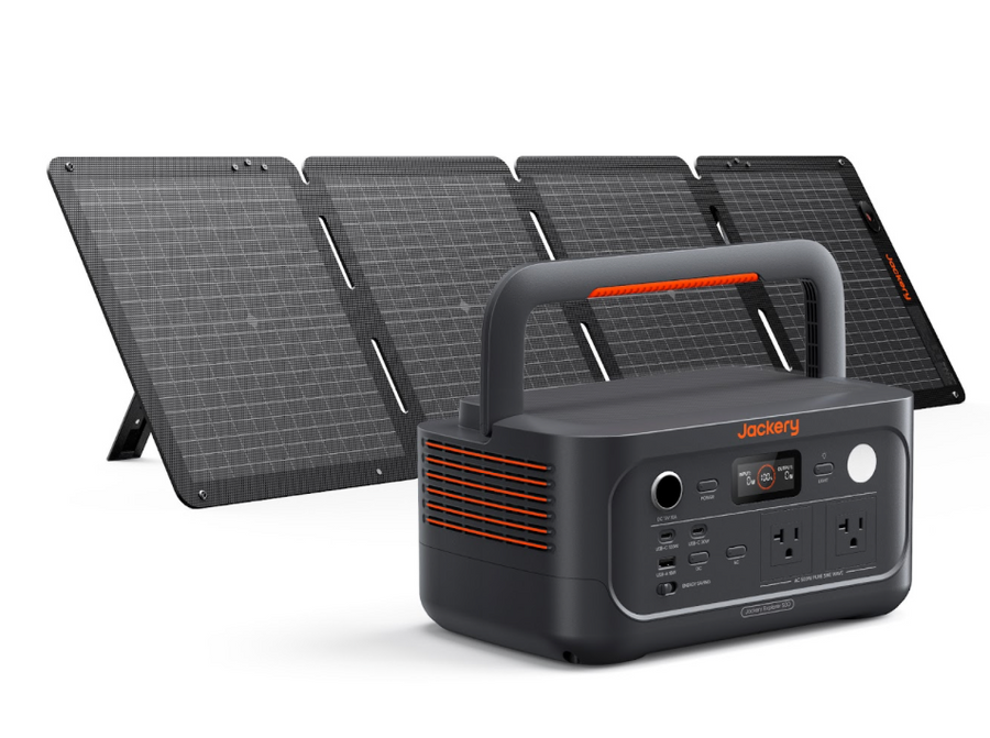Jackery Explorer 500 v2 Portable Power Station, Explorer 500 v2 + 100W Air Solar Panel