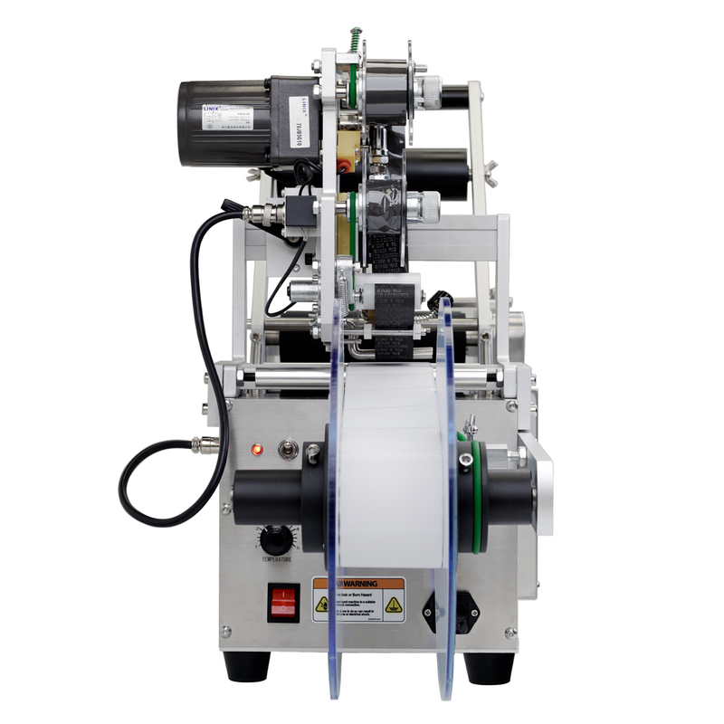 Semi-Automatic Label Applicator for Round Containers with Integrated Printer