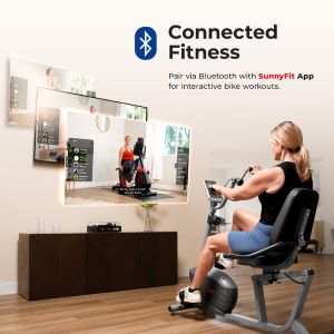 Bicicleta reclinada magnética inteligente Sunny Health &amp; Fitness con pedal de mano - SF-RB423034