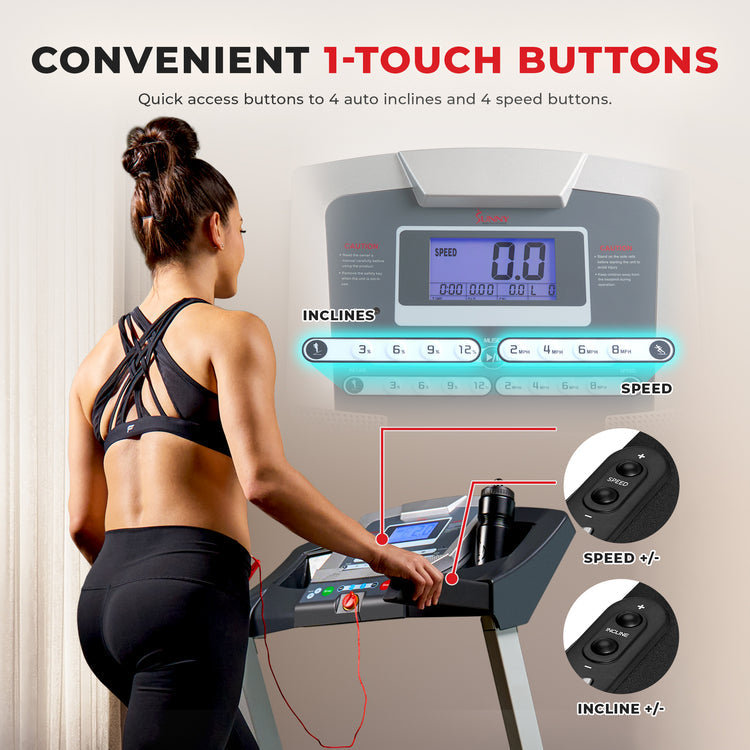 Sunny Health & Fitness SF-T7515 Smart Treadmill with Auto Incline