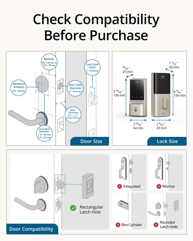 Eufy C210 Smart Lock (Satin Nickel)