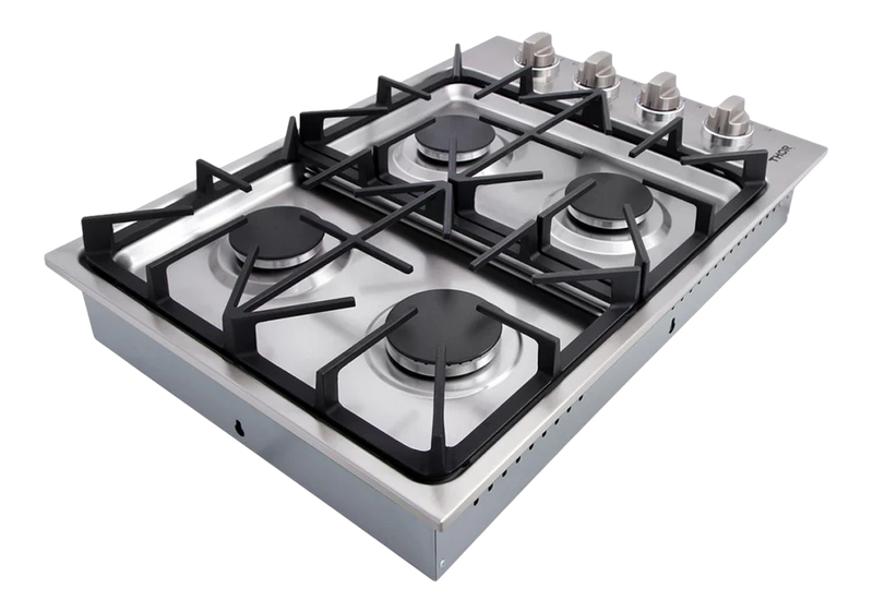 Cocina de gas empotrable profesional Thor Kitchen con cuatro quemadores en acero inoxidable