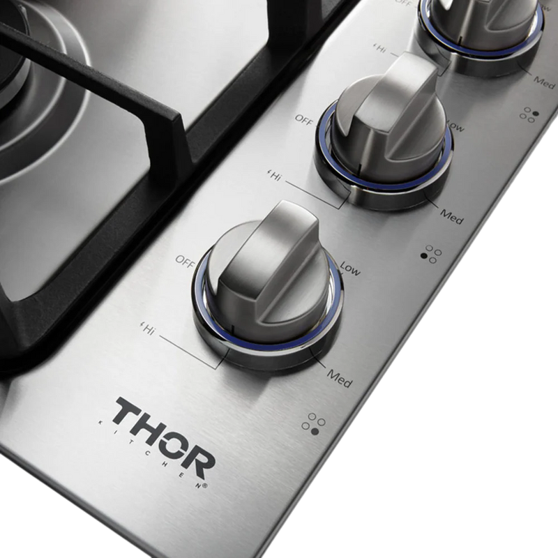 Cocina de gas empotrable profesional Thor Kitchen con cuatro quemadores en acero inoxidable