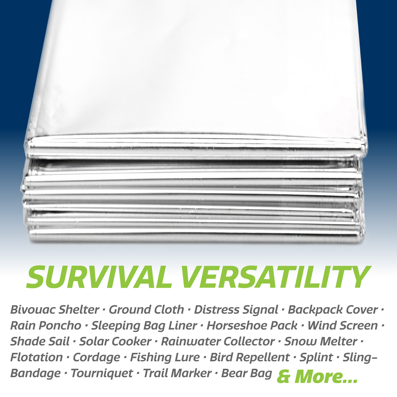 Thermal Foil Weatherproof Emergency Blanket - Pack of 5