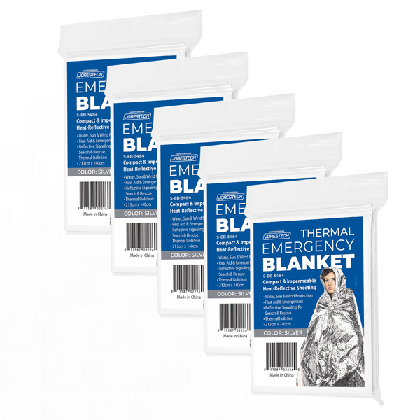 Thermal Foil Weatherproof Emergency Blanket - Pack of 5