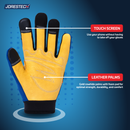 Touchscreen Safety Work Gloves with Leather Palms
