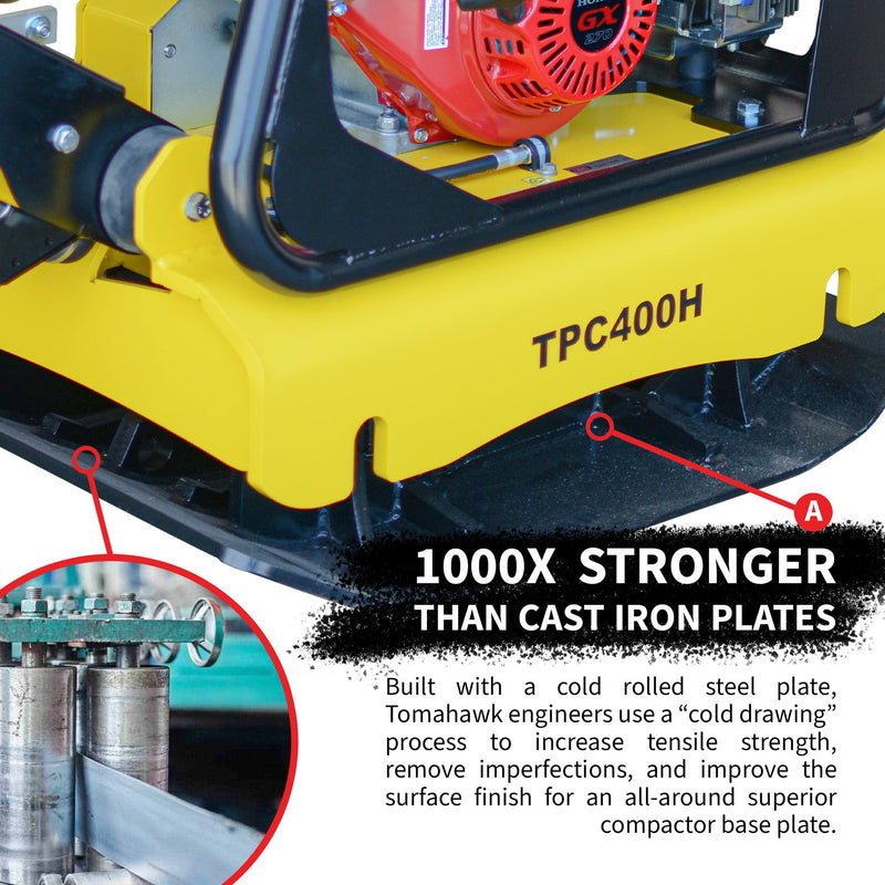 9HP Reverse Plate Compactor Honda GX270 Electric Start 11,690 lbs/ft² for Granular Cohesive Soil Compaction