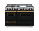 Chicago Brick Oven - 48” LP Gas True Dual-Fuel Self-Cleaning Convection Range - Open Burners