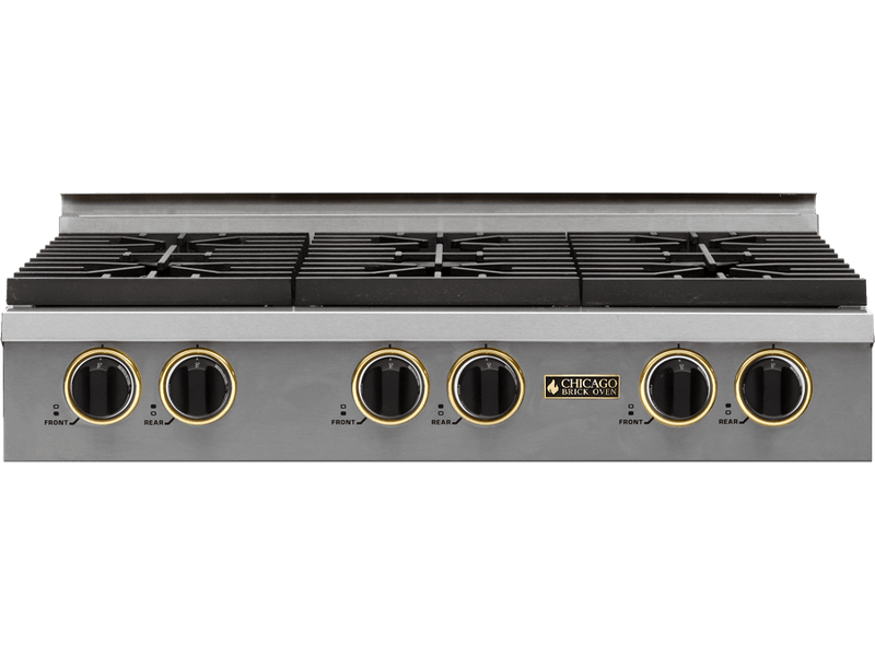 Chicago Brick Oven - 36" Natural Gas Rangetop with Sealed Burners (4-6 Burner Options) - Pro-Style Cooking