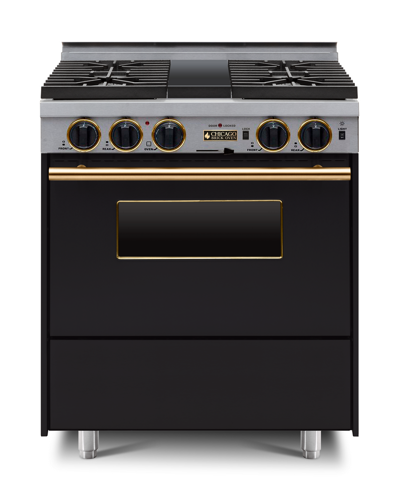 Horno de ladrillo Chicago - Cocina de convección autolimpiante de combustible dual de 30" - Quemadores sellados