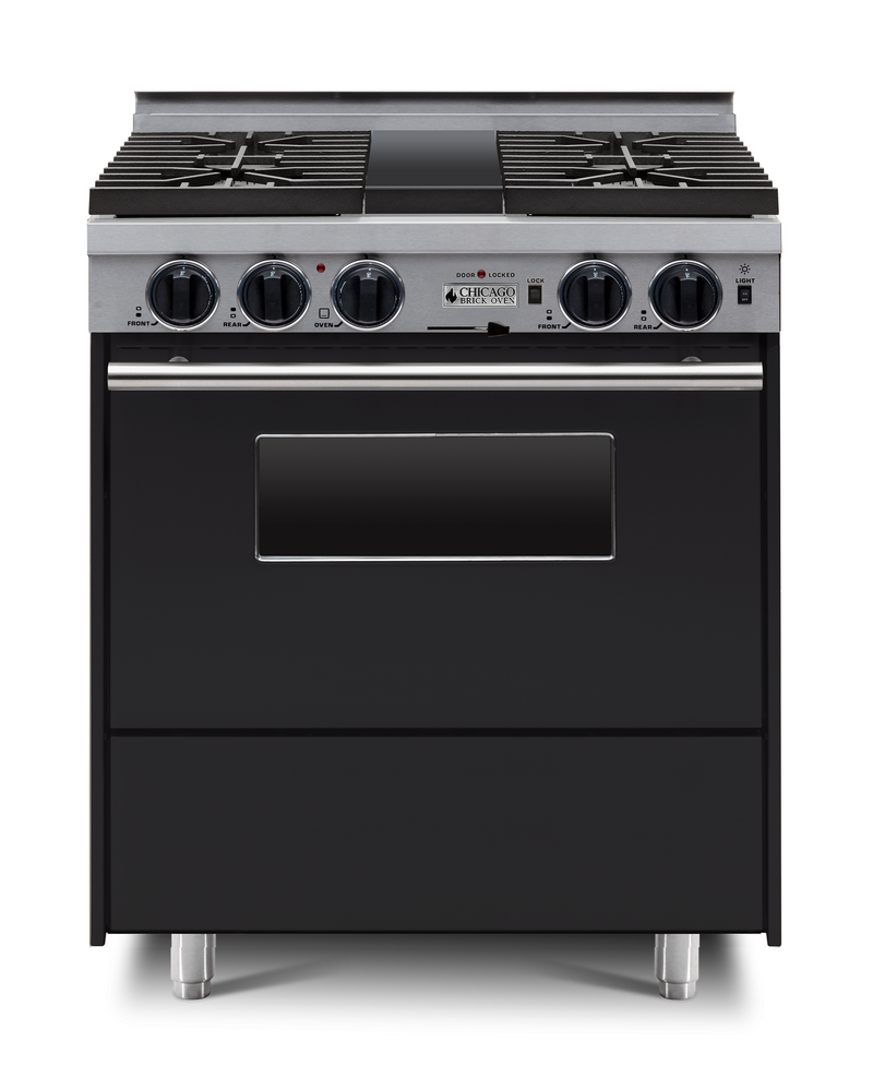 Horno de ladrillo Chicago - Cocina de convección autolimpiante de combustible dual de 30" - Quemadores sellados