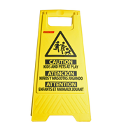TWO SIDED FOLDING FLOOR SAFETY MULTI LINGUAL SIGN KIDS AT PLAY S SN CP YL JORESTECH H 1