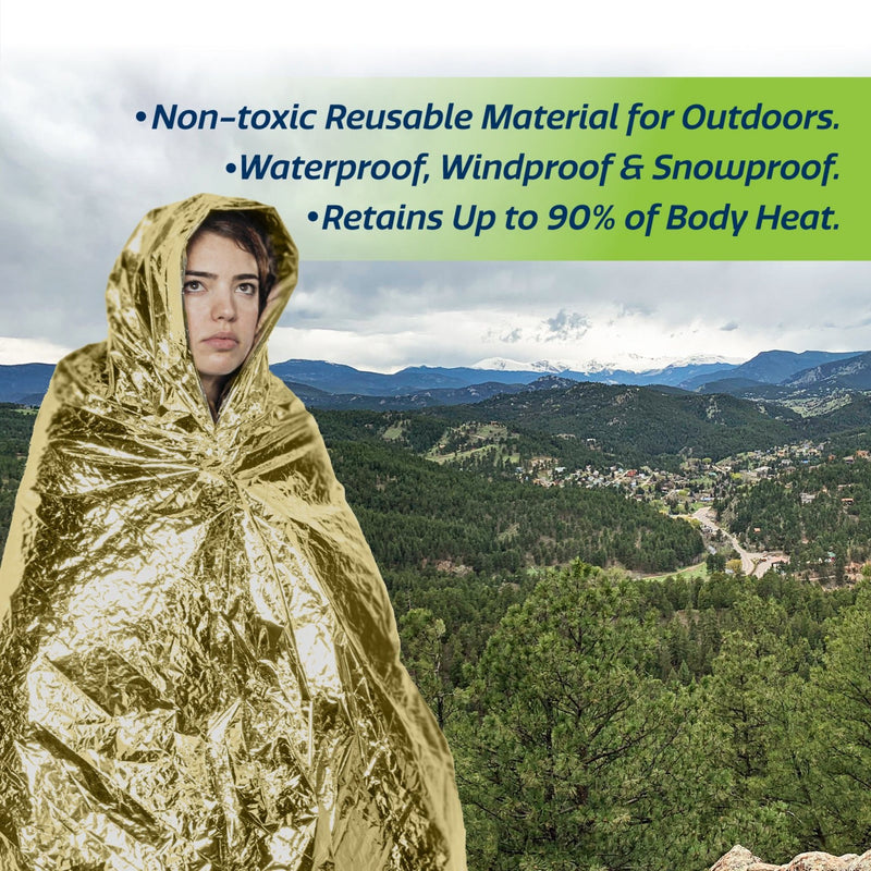 Thermal Foil Weatherproof Emergency Blanket - Pack of 5