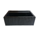 Toros Black Marble Rectangular Wall-mount Bathroom Sink Fluted (W)16" (L)24" (H)7"