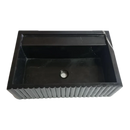 Toros Black Marble Rectangular Wall-mount Bathroom Sink Fluted (W)16" (L)24" (H)7"