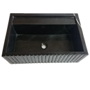 Toros Black Marble Rectangular Wall-mount Bathroom Sink Fluted (W)16" (L)24" (H)7"