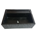 Toros Black Marble Rectangular Wall-mount Bathroom Sink Fluted (W)16" (L)24" (H)7"