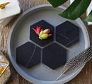 Marble 4" Hexagon Coasters Semi-polished set of 4