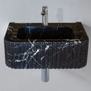 Toros Black Marble Rectangular Wall-mount Bathroom Sink Polished (W)12" (L)19" (H)7"
