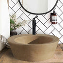 Troia Light Travertine Natural Stone Above Vanity Bathroom Vessel Sink (D)16" (H)6"