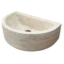Troia Light Travertine Half Round Wall-mount Bathroom Sink (W)10" (L)16" (H)6"