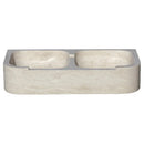 Troia Light Travertine Curved Apron Double Bowl Farmhouse Kitchen Sink