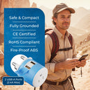 Adaptador de viaje para Sudáfrica y Botsuana - 3 en 1 - 2 USB - Tipo M - Diseño compacto (U2U-10L) 