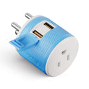 Adaptador de viaje para India y Nepal - 3 en 1 - 2 USB - Tipo D - Diseño compacto (U2U-10)