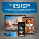 Adaptador de viaje para India y Nepal - 3 en 1 - 2 USB - Tipo D - Diseño compacto (U2U-10)