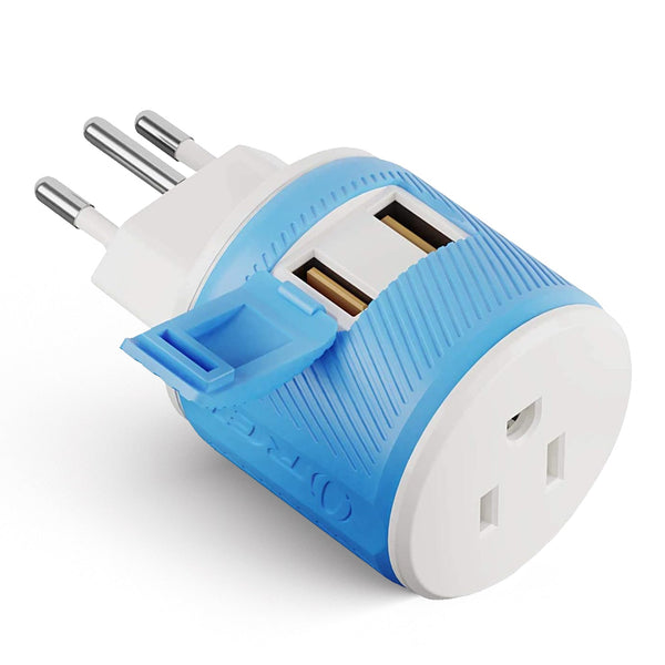Adaptador de viaje para Suiza - 3 en 1 - 2 USB - Tipo J - Diseño compacto (U2U-11A)