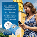 Adaptador de viaje para Brasil - 3 en 1 - 2 USB - Tipo N - Diseño compacto (U2U-11C)