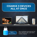 Adaptador de viaje para Italia y Uruguay - 3 en 1 - 2 USB - Tipo L - Diseño compacto (U2U-12A)