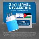 Adaptador de viaje para Palestina, Gaza e Israel - 3 en 1 - 2 USB - Tipo H - Diseño compacto (U2U-14)