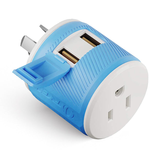 Adaptador de viaje para Australia y Nueva Zelanda - 3 en 1 - 2 USB - Tipo I - Diseño compacto (U2U-16)