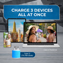 Adaptador de viaje para Tailandia - 3 en 1 - 2 USB - Tipo O - Diseño compacto (U2U-18)