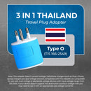 Adaptador de viaje para Tailandia - 3 en 1 - 2 USB - Tipo O - Diseño compacto (U2U-18)